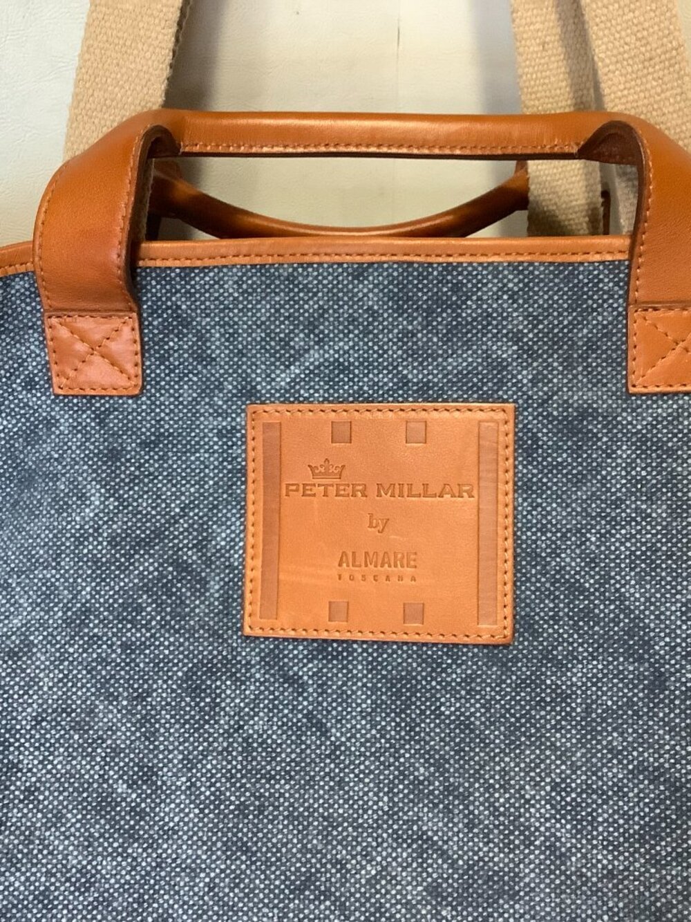 Peter Millar Tote Bag Carry On Duffel 21" x 13" x 12" Denim Blue - Picture 2 of 9